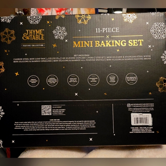 NWT THYME & TABLE 11 Piece Mini Baking Set, Black & Gold, Festive Collection - Picture 4 of 16
